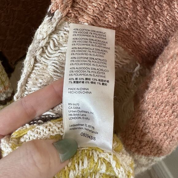 FREE PEOPLE Love and Kisses Patchwork Cardi Pockets Open Front - Picture 12 of 14